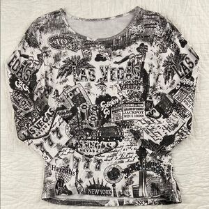 Vintage Take Two Las Vegas Bejeweled Quarter Sleeve Y2K Shirt